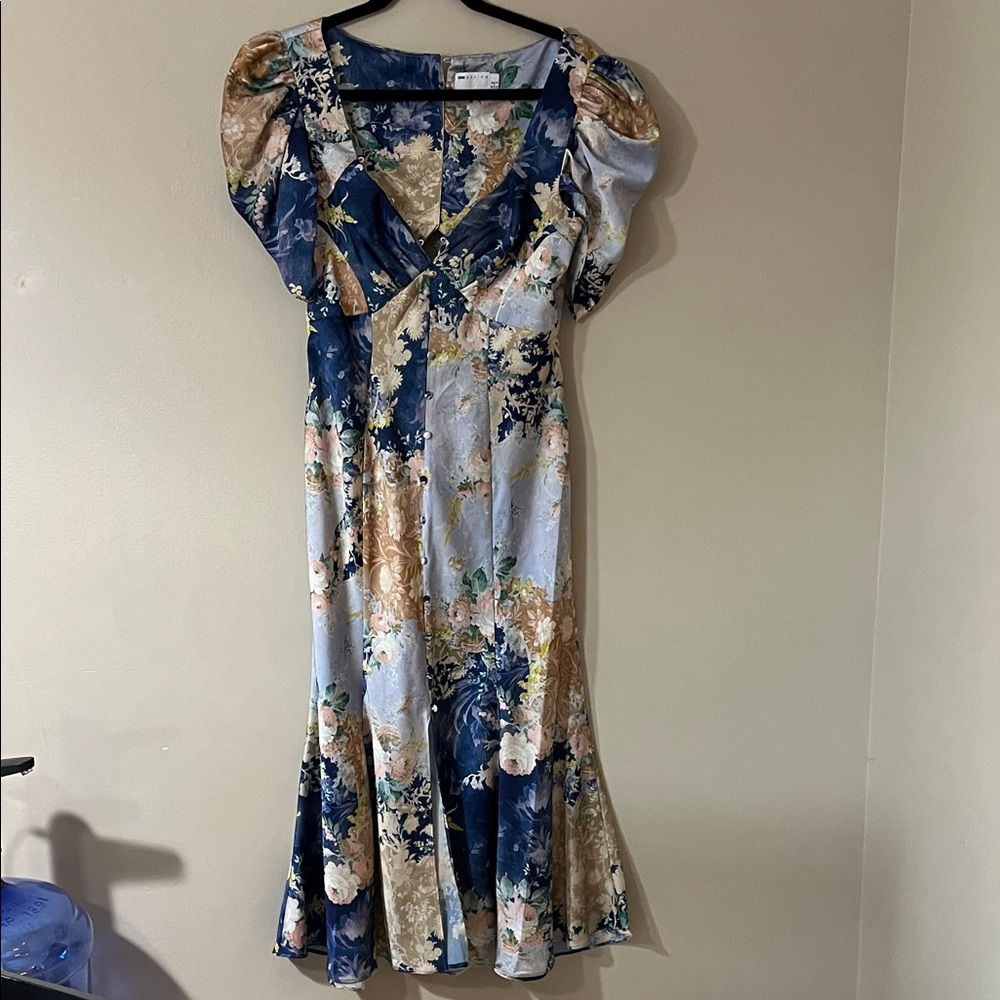 ASOS Blue and Cream Floral Midi Dress